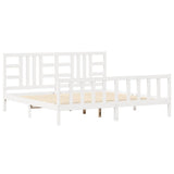 Bed Frame without Mattress White 200x200 cm Solid Wood Pine 3191992