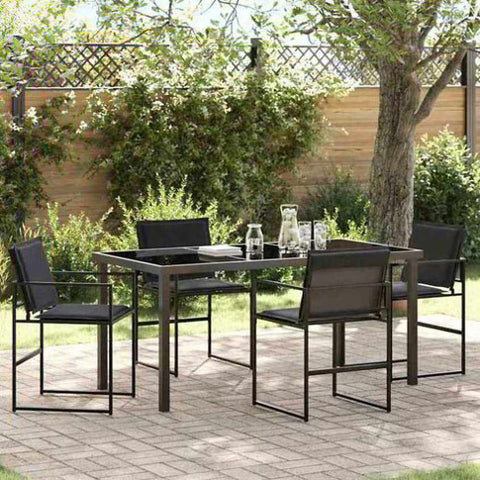 Garden Dining Set Folding 5 pcs Black Textilene and steel 3379334