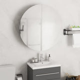 Bathroom Cabinet with Round Mirror&LED Black 54x54x17.5 cm 345588