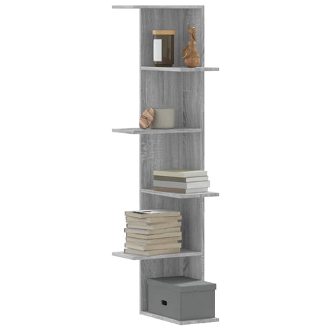 ZNTS Wall Corner Shelf Grey Sonoma 36.5x36.5x140 cm Engineered Wood 852632