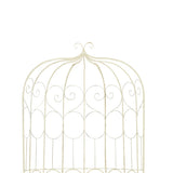 Garden Bench Antique White Wrought Iron Medium Decorative Inlays 45432
