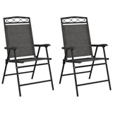 Folding Garden Chairs 2 pcs Melange Grey Steel and Textilene 360200