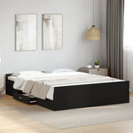 ZNTS Bed Frame with Drawers without Mattress Black 160x200 cm 3280280