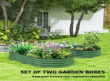 Set of Two 181 x 93cm Steel Planters - Green T3398P377568