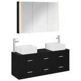Bathroom Furniture Set 4 pcs Black Oak 3406784