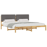 Bed Frame with Upholstered Headboard Whitewash and Light Grey 3405055