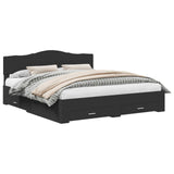 Bed Frame with Headboard Black 200 x 200 cm Engineered Wood 3413153