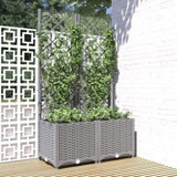 Garden Planter with Trellis Light Grey 80x40x136 cm PP 153272