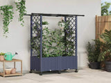 Raised Bed with Trellis and Roof Grey 124.5 x 40 x 142 cm PP 3423031
