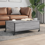 ZNTS Coffee Table with Wheels Grey Sonoma 91x55x34 cm Engineered Wood 842299