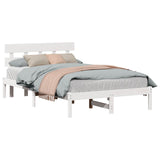 Bed Frame with Headboard White 135 x 190 cm Solid Pine wood 872174