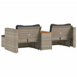 ZNTS 5 Piece Garden Sofa Set with Cushions Grey Poly Rattan Acacia 365726