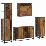 Bathroom Furniture Set with Door 4 pcs Old Wood Engineered Wood 3402482