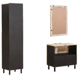 Bathroom Sets 3 pcs White Wash Finish Solid Mango Wood 3310031