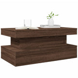 ZNTS Coffee Table with LED Lights Brown Oak 90x50x40 cm 839853