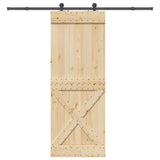 Sliding Door with Hardware Set 85x210 cm Solid Wood Pine 3332768