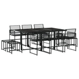 11 Piece Garden Dining Set Black Poly Rattan 3295054