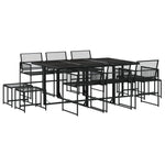 ZNTS 11 Piece Garden Dining Set Black Poly Rattan 3295054