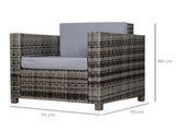 Single Seater Rattan Chair Sofa with 10 cm Thick Padded Cushion, All-Weather PE Wicker Weave Garden T3398P325298