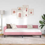 Corner Bed Frame Pink 100 x 200 cm Velvet and Engineered wood 42016167