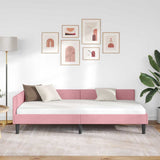 Corner Bed Frame Pink 100 x 200 cm Velvet and Engineered wood 42016167