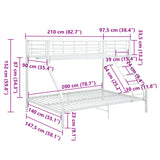 Bunk Bed Frame without Mattress White Metal 140x200 cm/90x200 cm 287903