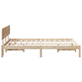 Bed Frame with Headboard Natural 135 x 190 cm Solid Pine Wood 872113