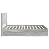 Bed Frame with Storage and Headboard Grey Sonoma 3414092