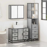 3 Piece Bathroom Furniture Set Grey Sonoma Engineered Wood 3301143