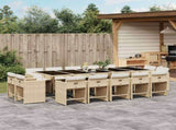 15 Piece Garden Dining Set with Cushions Beige Poly Rattan 3211234