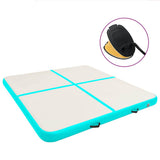 Inflatable Gymnastics Mat with Pump 200x200x10 cm PVC Green 92696