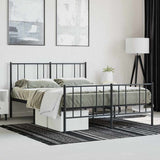 Metal Bed Frame without Mattress with Footboard Black 140x200cm 352499