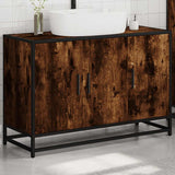 Bathroom Sink Cabinet Smoked Oak 90x33x60 cm Engineered Wood 849271