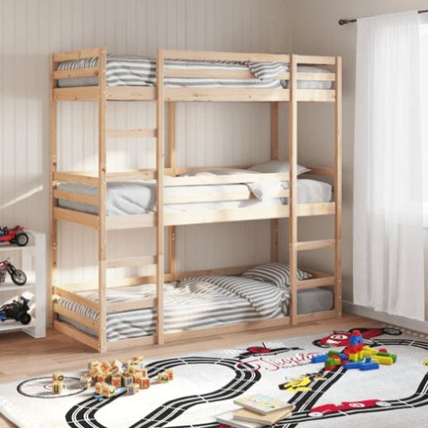 Triple Bunk Bed without Mattress 90x190 cm Single Solid Wood Pine 3284257