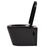 Wall Hung Toilet with Concealed Cistern Ceramic Black 3054477