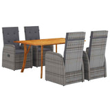 Garden Dining Set 5 pcs Grey Poly Rattan 3172818