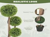 Decorative Artificial Trees Boxwood Ball Topiary Trees Set of 2 in Pot, Fake Plants for Home Indoor T3398P423072