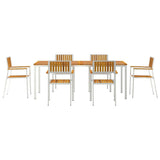 Outdoor Dining Set 7 pcs Solid Acacia Wood and Stainless Steel 3334795
