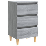 Bed Cabinet with Solid Wood Legs Grey Sonoma 40x35x69 cm 813136