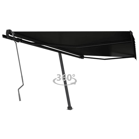 ZNTS Freestanding Manual Retractable Awning 400x350 cm Anthracite 3069819