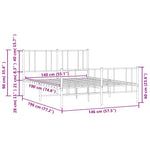 Metal Bed Frame without Mattress with Footboard White 140x190cm 352547