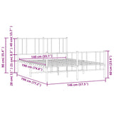 Metal Bed Frame without Mattress with Footboard White 140x190cm 352547