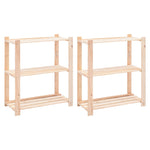 3-Tier Storage Racks 2 pcs 80x38x90 cm Solid Pinewood 150 kg 3051117