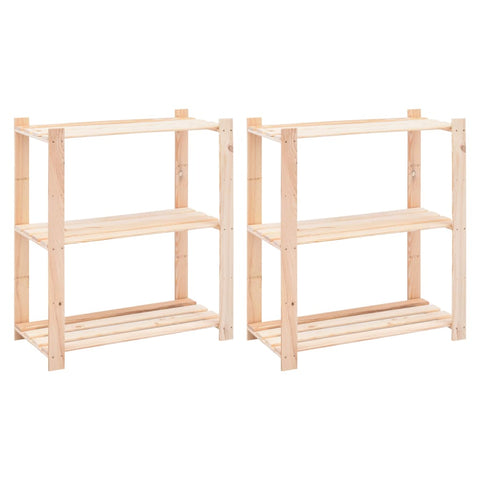 3-Tier Storage Racks 2 pcs 80x38x90 cm Solid Pinewood 150 kg 3051117
