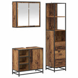 Bathroom Furniture Set with Door 3 pcs Old Wood Engineered Wood 3402405
