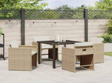 Garden Dining Set 5 pcs Beige Poly Rattan 3380701
