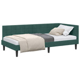Corner Bed Frame with Headboard Dark green 90 x 200 cm Velvet 42016430