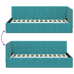 Corner Bed Frame with Headboard Turquoise 100 x 200 cm Velvet 42016325