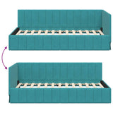 Corner Bed Frame with Headboard Turquoise 100 x 200 cm Velvet 42016325