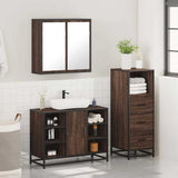 3 Piece Bathroom Furniture Set Brown Oak Engineered Wood 3301034